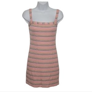 Privacy Please Pink & Metallic Striped Ribbed Angie Dress Size M…
